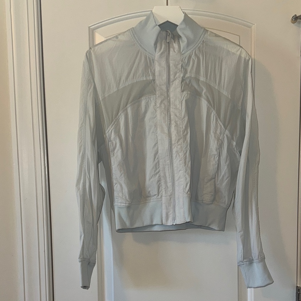 lululemon athletica light gray zip-up track jacket